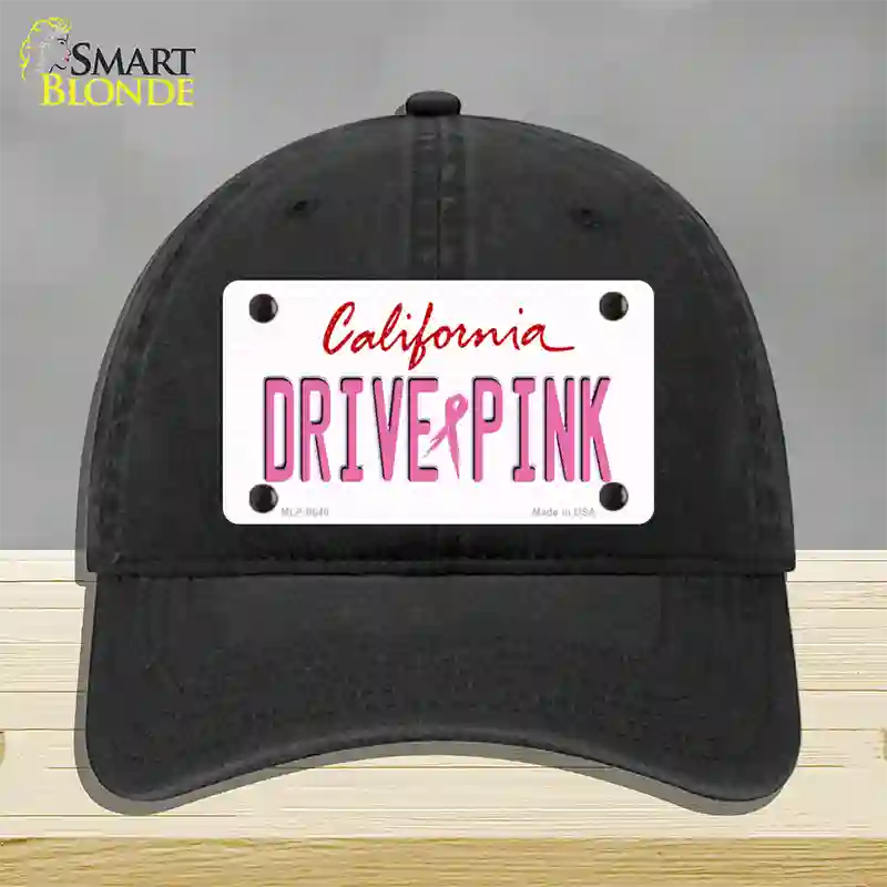 Drive Pink California Novelty License Plate Hat Unconstructed Cotton / Black