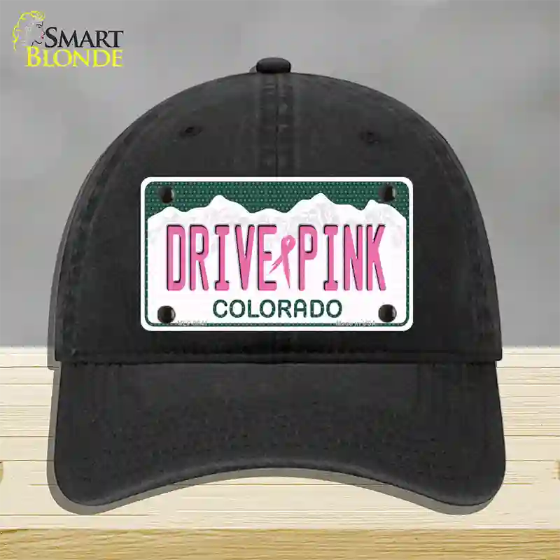 Drive Pink Colorado Novelty License Plate Hat Unconstructed Cotton / Black