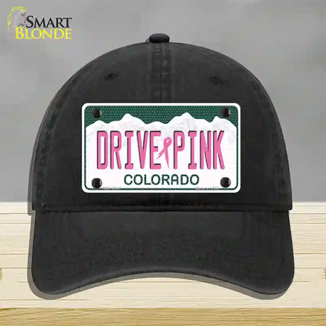 Drive Pink Colorado Novelty License Plate Hat Unconstructed Cotton / Black