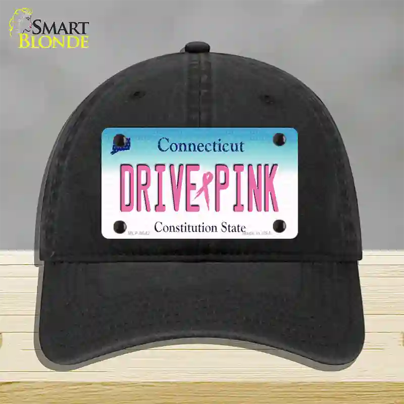 Drive Pink Connecticut Novelty License Plate Hat Unconstructed Cotton / Black