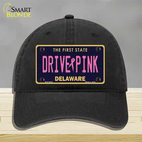 Drive Pink Delaware Novelty License Plate Hat Unconstructed Cotton / Black