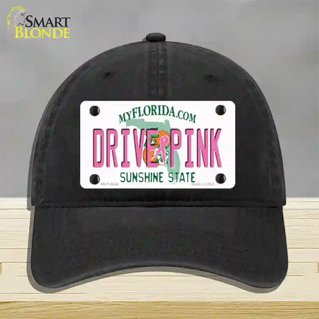 Drive Pink Florida Novelty License Plate Hat Unconstructed Cotton / Black