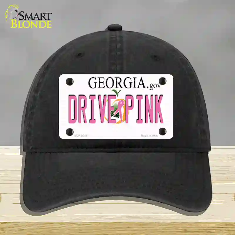 Drive Pink Georgia Novelty License Plate Hat Unconstructed Cotton / Black