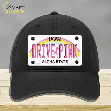 Drive Pink Hawaii Novelty License Plate Hat Unconstructed Cotton / Black