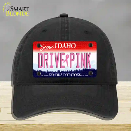 Drive Pink Idaho Novelty License Plate Hat Unconstructed Cotton / Black