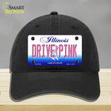 Drive Pink Illinois Novelty License Plate Hat Unconstructed Cotton / Black