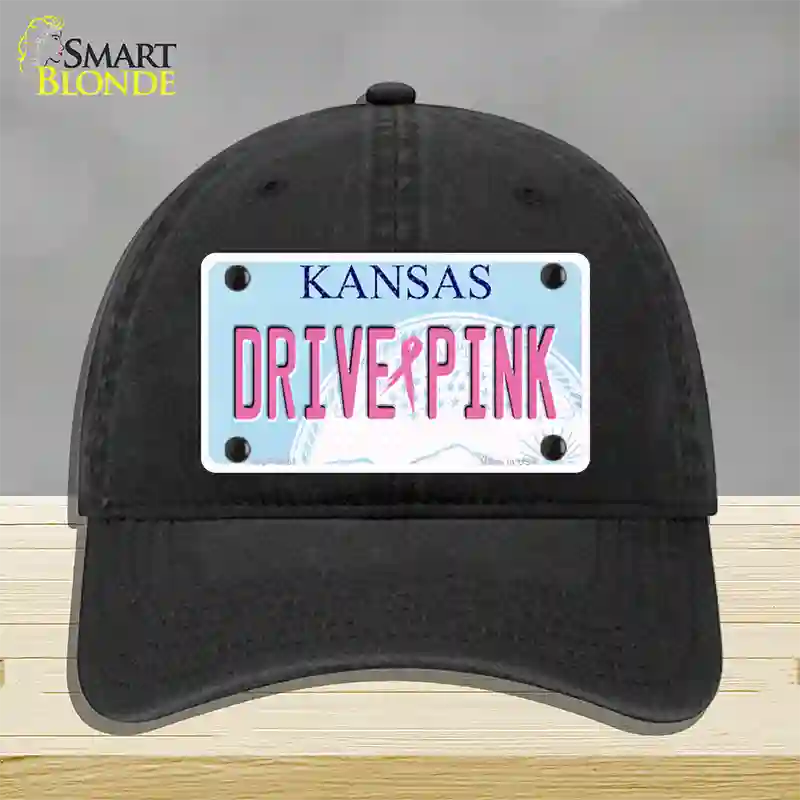 Drive Pink Kansas Novelty License Plate Hat Unconstructed Cotton / Black