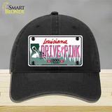 Drive Pink Louisiana Novelty License Plate Hat Unconstructed Cotton / Black