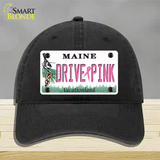 Drive Pink Maine Novelty License Plate Hat Unconstructed Cotton / Black