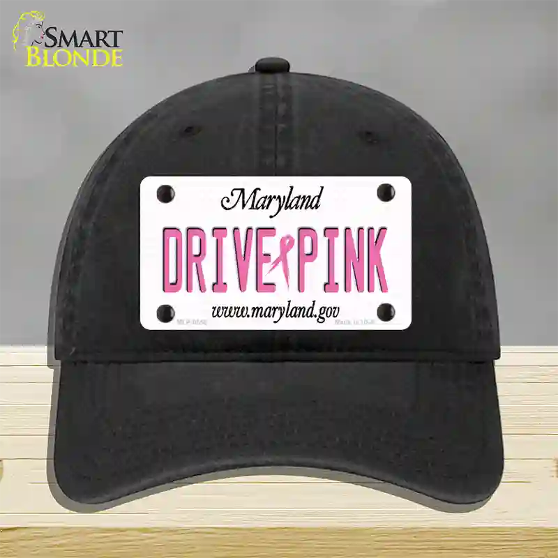 Drive Pink Maryland Novelty License Plate Hat Unconstructed Cotton / Black