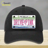 Drive Pink Michigan Novelty License Plate Hat Unconstructed Cotton / Black