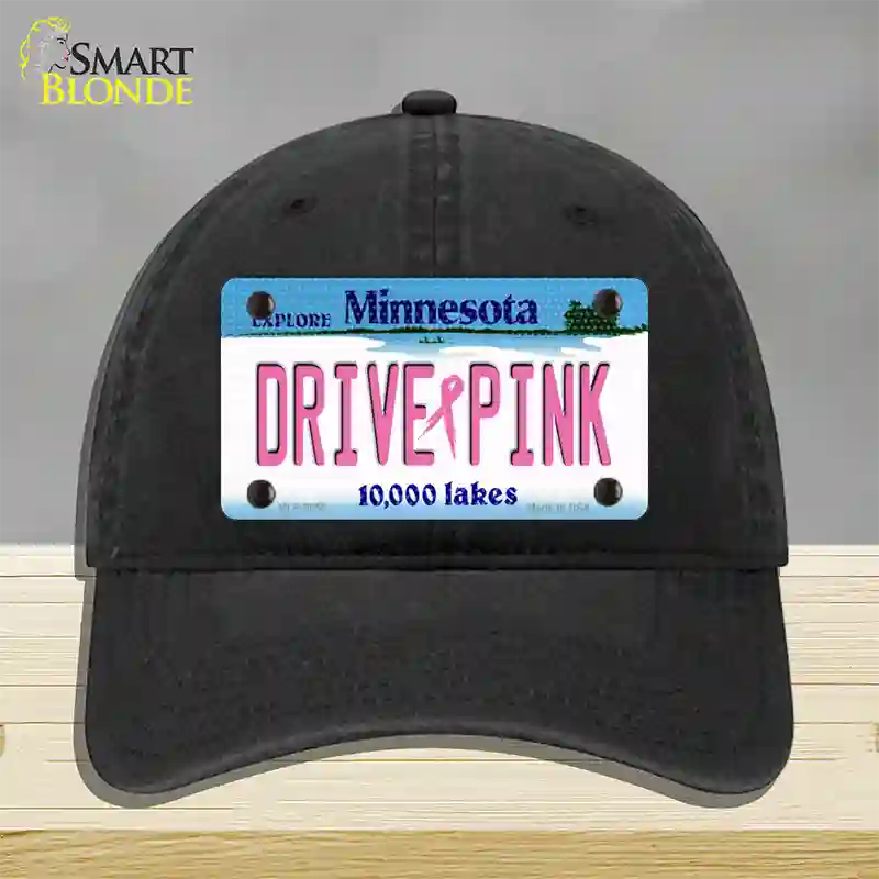 Drive Pink Minnesota Novelty License Plate Hat Unconstructed Cotton / Black