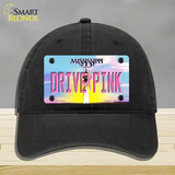 Drive Pink Mississippi Novelty License Plate Hat Unconstructed Cotton / Black