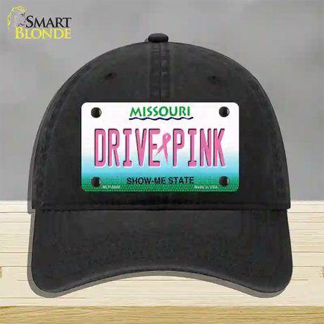 Drive Pink Missouri Novelty License Plate Hat Unconstructed Cotton / Black