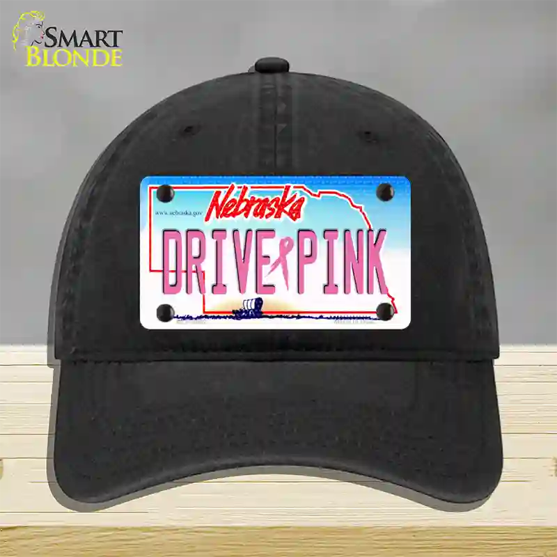 Drive Pink Nebraska Novelty License Plate Hat Unconstructed Cotton / Black