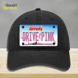 Drive Pink Nebraska Novelty License Plate Hat Unconstructed Cotton / Black