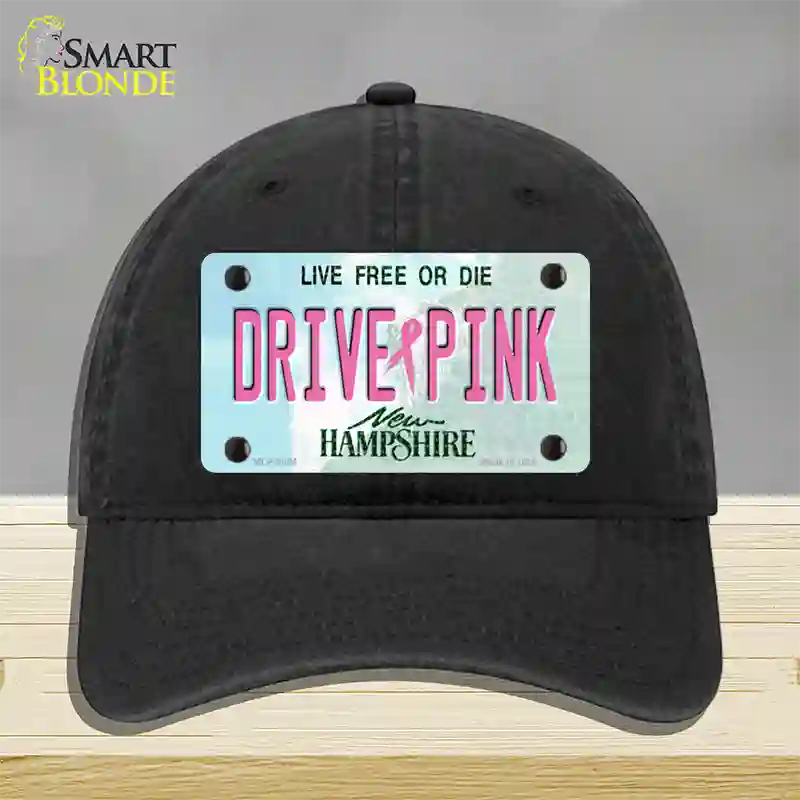 Drive Pink New Hampshire Novelty License Plate Hat Unconstructed Cotton / Black