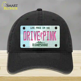 Drive Pink New Hampshire Novelty License Plate Hat Unconstructed Cotton / Black