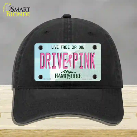 Drive Pink New Hampshire Novelty License Plate Hat Unconstructed Cotton / Black