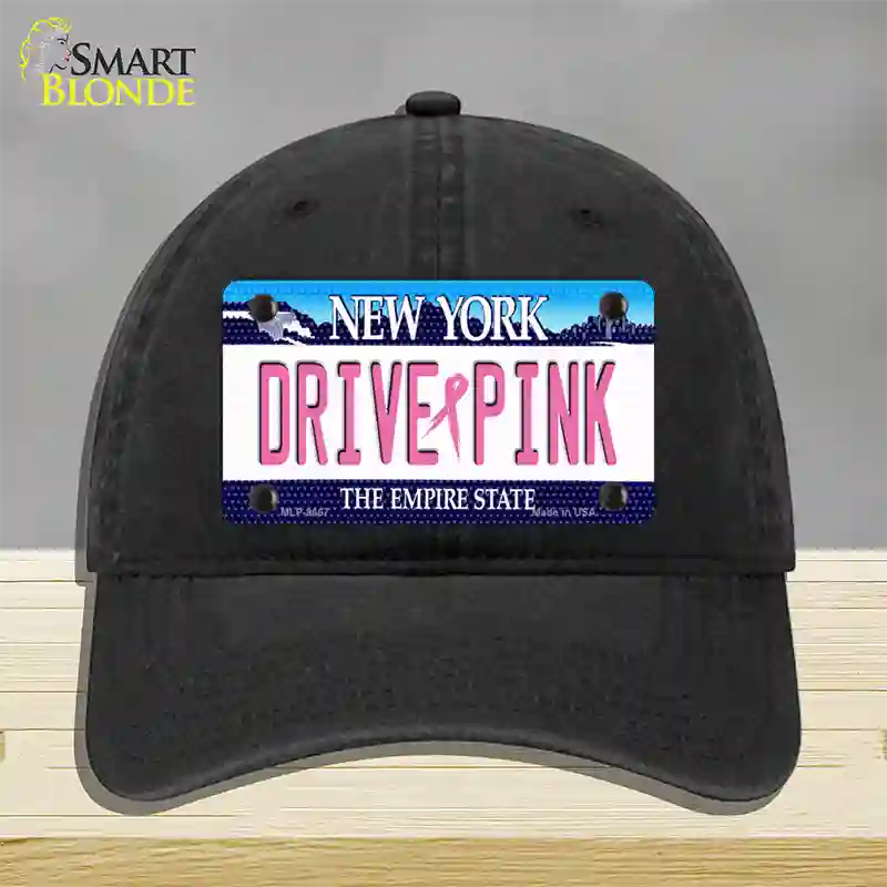 Drive Pink New York Novelty License Plate Hat Unconstructed Cotton / Black