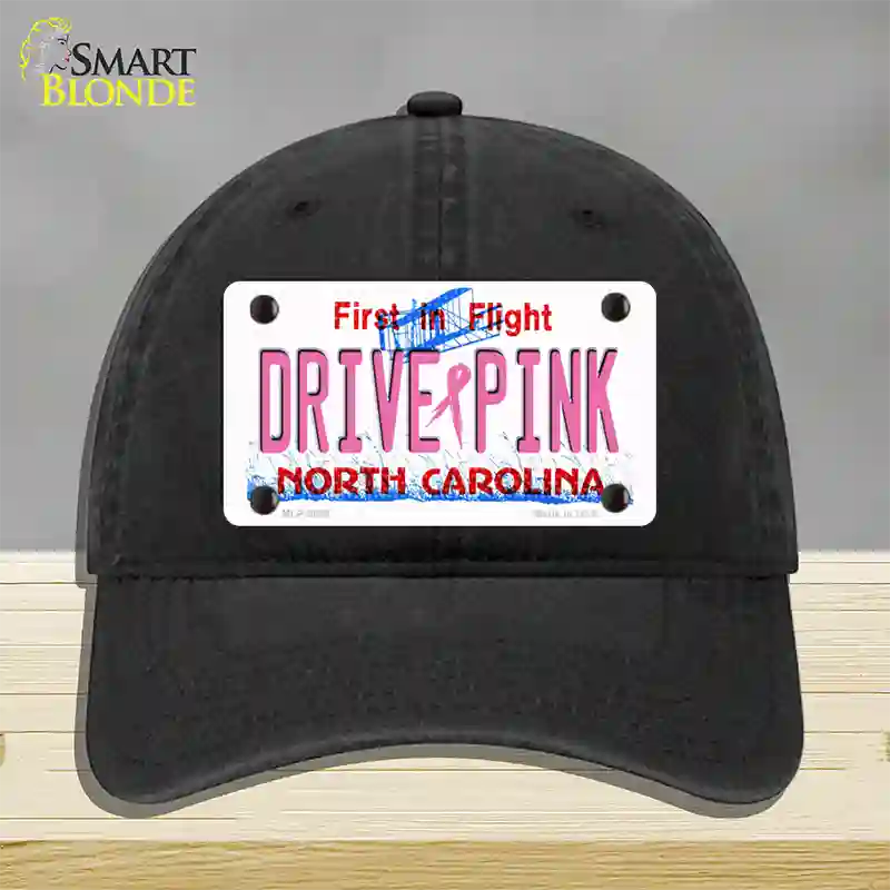 Drive Pink North Carolina Novelty License Plate Hat Unconstructed Cotton / Black