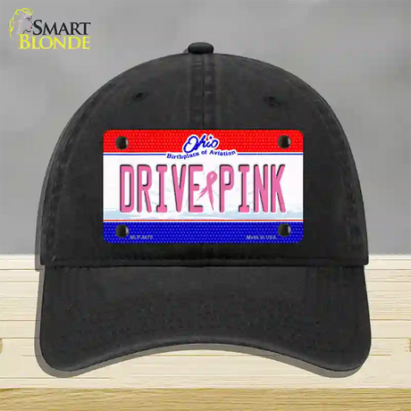 Drive Pink Ohio Novelty License Plate Hat Unconstructed Cotton / Black