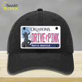 Drive Pink Oklahoma Novelty License Plate Hat Unconstructed Cotton / Black