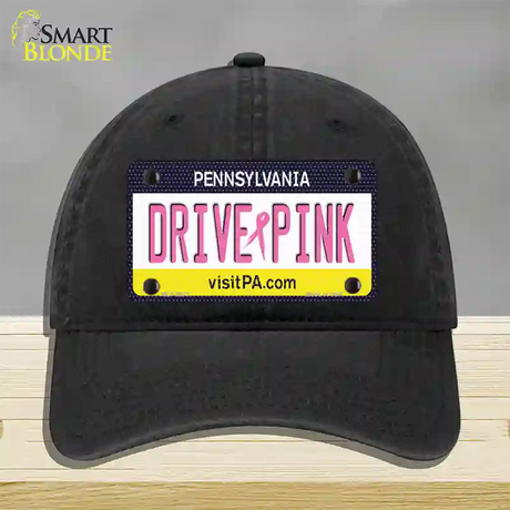 Drive Pink Pennsylvania Novelty License Plate Hat Unconstructed Cotton / Black