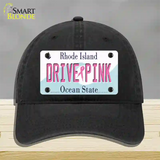 Drive Pink Rhode Island Novelty License Plate Hat Unconstructed Cotton / Black