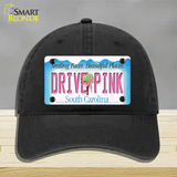 Drive Pink South Carolina Novelty License Plate Hat Unconstructed Cotton / Black