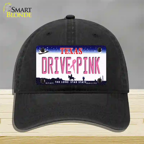 Drive Pink Texas Novelty License Plate Hat Unconstructed Cotton / Black