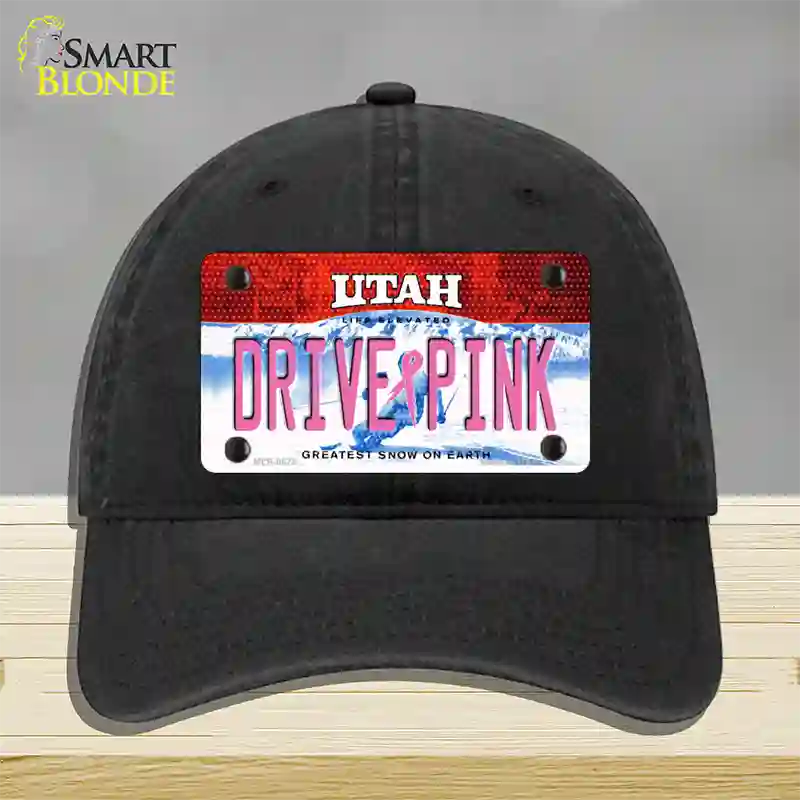 Drive Pink Utah Novelty License Plate Hat Unconstructed Cotton / Black