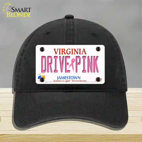 Drive Pink Virginia Novelty License Plate Hat Unconstructed Cotton / Black