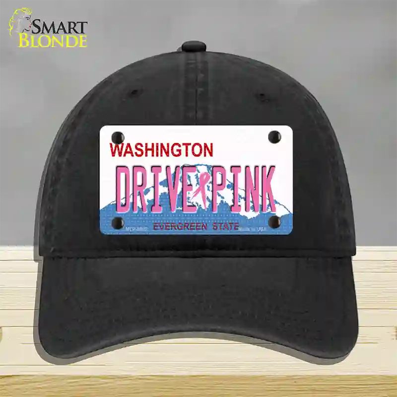 Drive Pink Washington Novelty License Plate Hat Unconstructed Cotton / Black