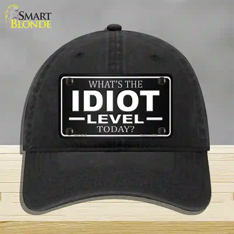 Idiot Level Novelty License Plate Hat Unconstructed Cotton / Black