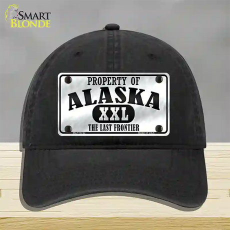 Property Of Alaska Novelty License Plate Hat Unconstructed Cotton / Black