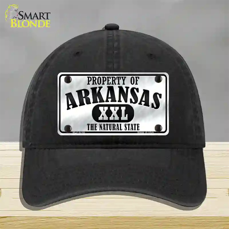 Property Of Arkansas Novelty License Plate Hat Unconstructed Cotton / Black