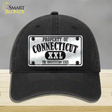 Property Of Connecticut Novelty License Plate Hat Unconstructed Cotton / Black