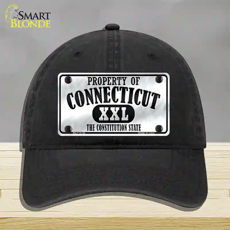 Property Of Connecticut Novelty License Plate Hat Unconstructed Cotton / Black