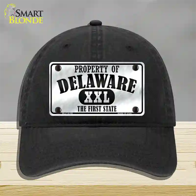 Property Of Delaware Novelty License Plate Hat Unconstructed Cotton / Black