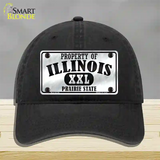 Property Of Illinois Novelty License Plate Hat Unconstructed Cotton / Black