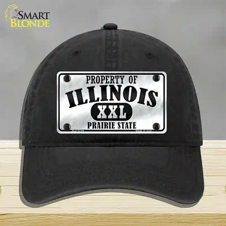 Property Of Illinois Novelty License Plate Hat Unconstructed Cotton / Black