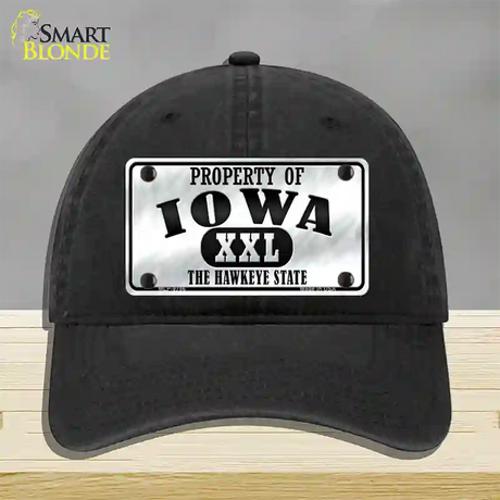 Property Of Iowa Novelty License Plate Hat Unconstructed Cotton / Black