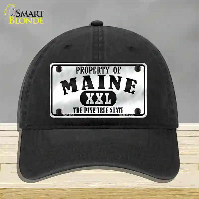 Property Of Maine Novelty License Plate Hat Unconstructed Cotton / Black