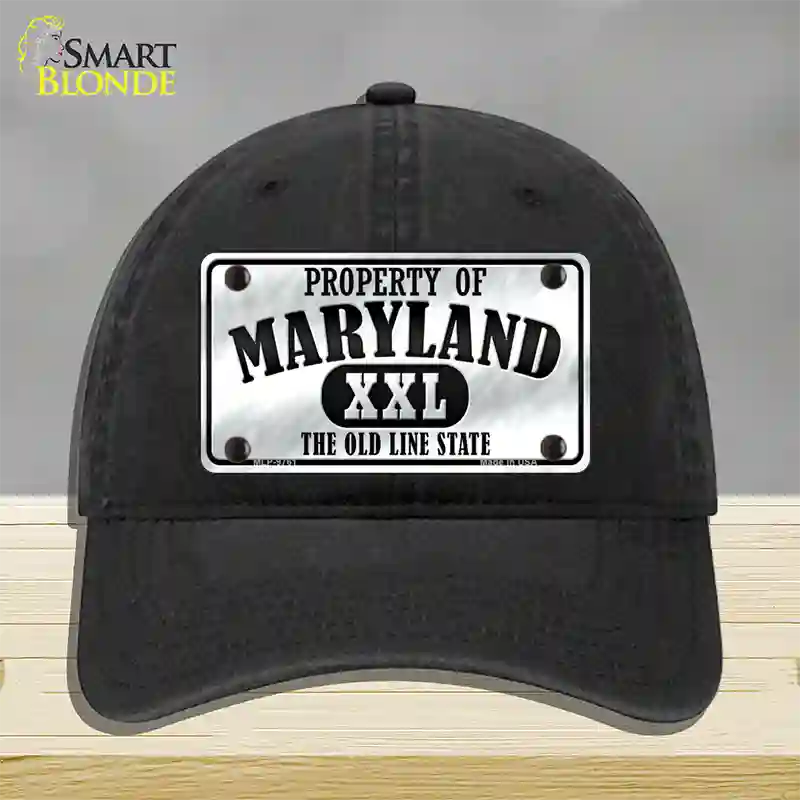 Property Of Maryland Novelty License Plate Hat Unconstructed Cotton / Black