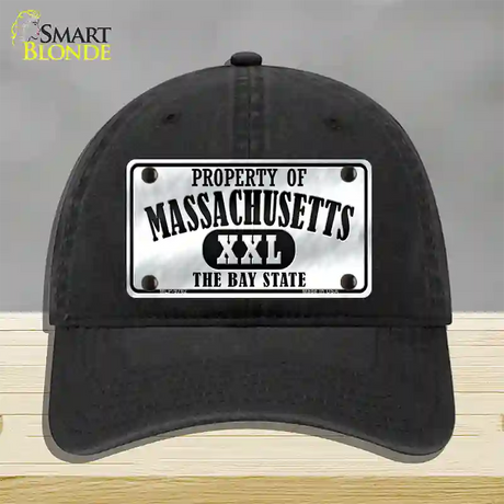 Property Of Massachusetts Novelty License Plate Hat Unconstructed Cotton / Black