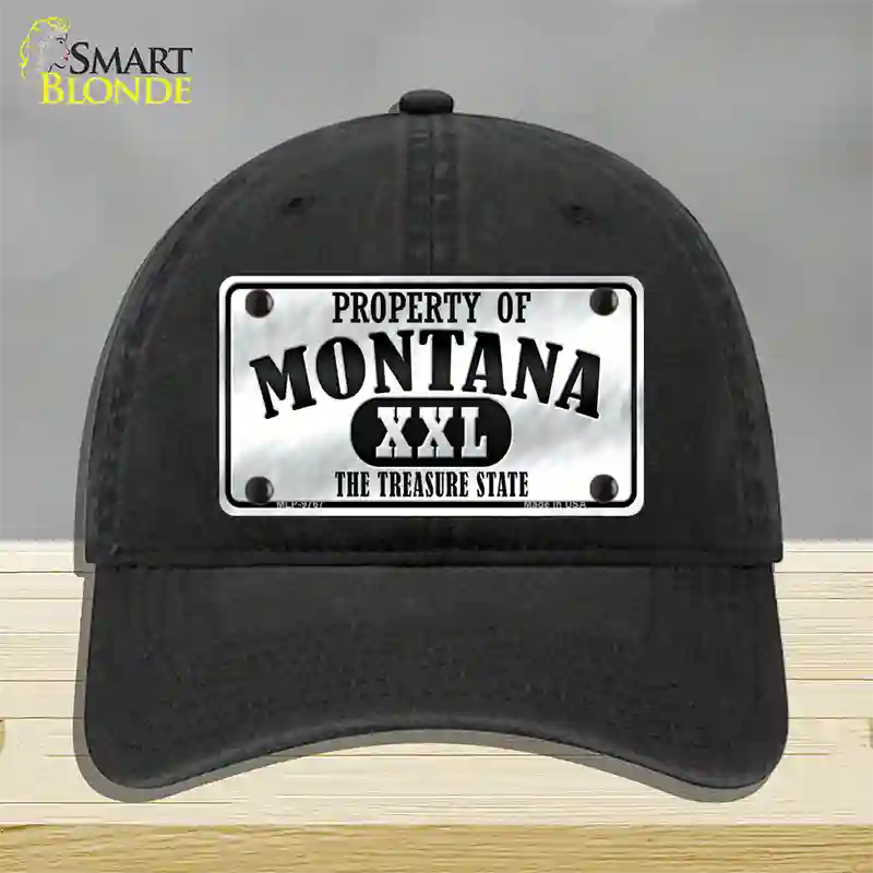 Property Of Montana Novelty License Plate Hat Unconstructed Cotton / Black