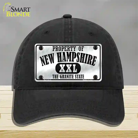 Property Of New Hampshire Novelty License Plate Hat Unconstructed Cotton / Black