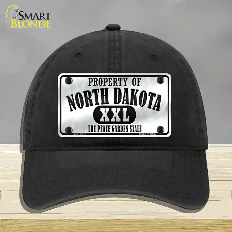 Property Of North Dakota Novelty License Plate Hat Unconstructed Cotton / Black