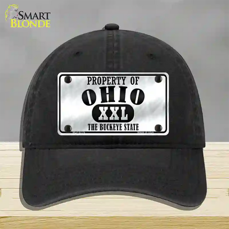 Property Of Ohio Novelty License Plate Hat Unconstructed Cotton / Black